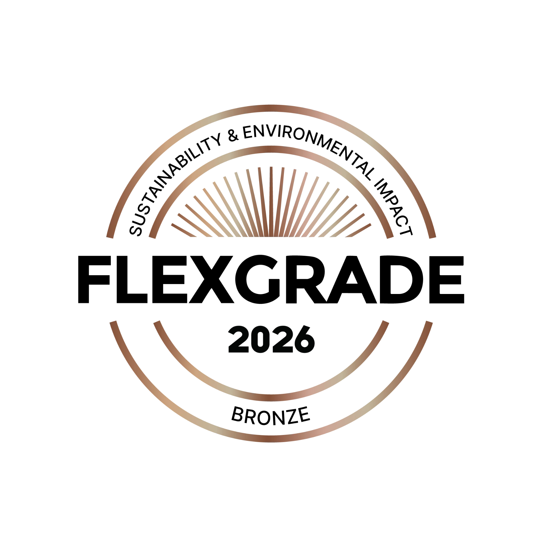 FlexGrade Sustainability & Environmental Impact — Bronze certification badge